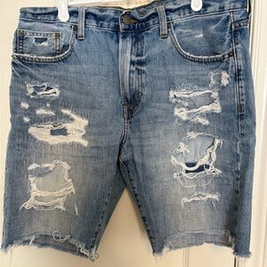 American Eagle Outfitters Blue Distressed Jean Shorts